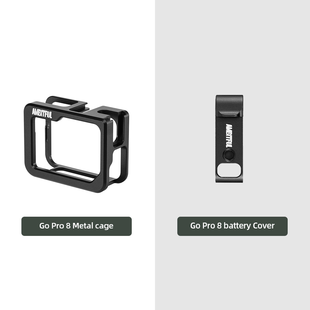 AMBITFUL Metal Vlog Case Cage for Gopro Hero 8 Extend Cold Shoe Mount for Microphone LED Light