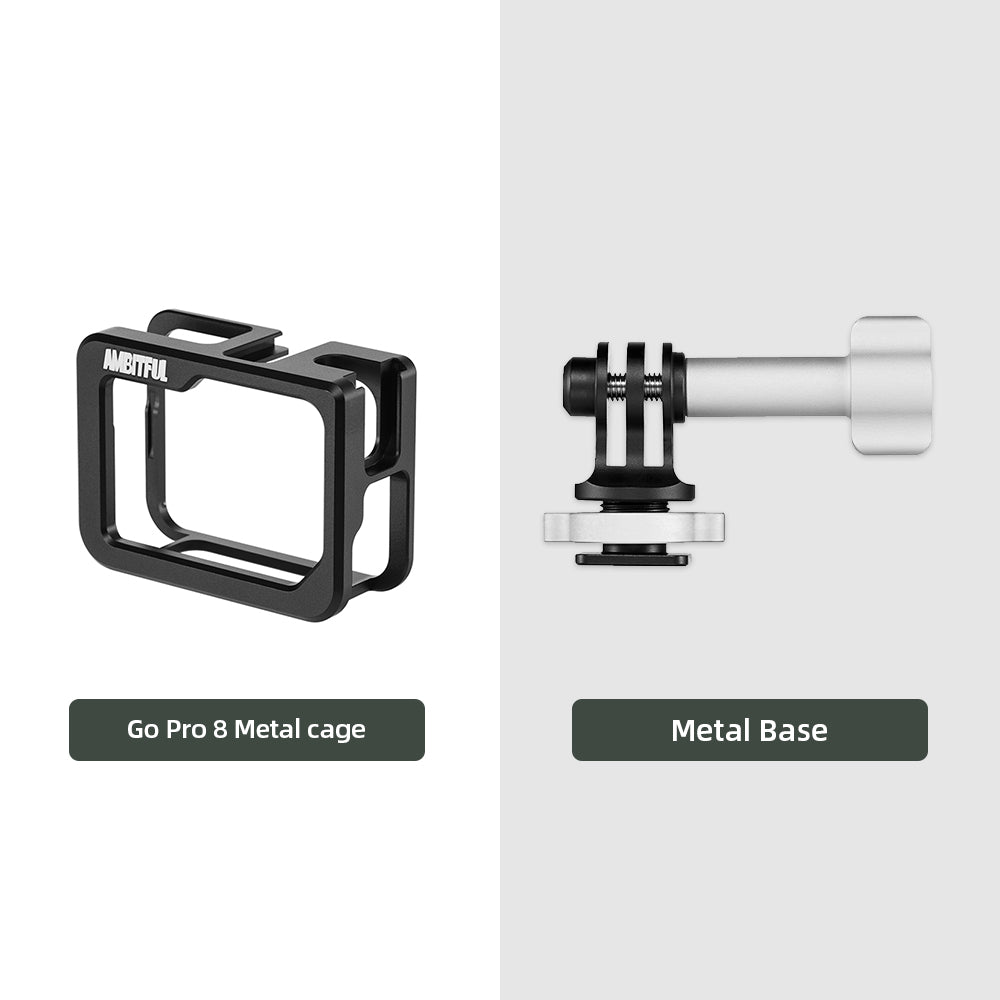 AMBITFUL Metal Vlog Case Cage for Gopro Hero 8 Extend Cold Shoe Mount for Microphone LED Light