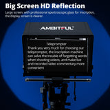 Ambitful T14 Teleprompter Big Screen Prompter Professional Interview Foldable for Smartphone DSLR Camera Live Video Recording
