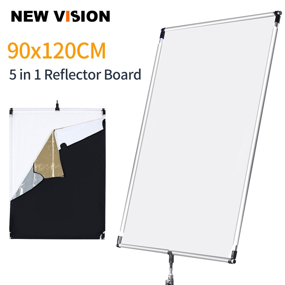 90 x 120cm 35in x  47in Sun Scrim Large 5in1 Black Silver Gold White Diffuser Reflector Aluminum Alloy Frame for Photography