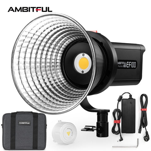 AMBITFUL EF100 COB LED Video Light 5600K CRI 95+ TLCI 95+ LED Continuous Light Bowens Mount Built-in APP Adjust Brightness