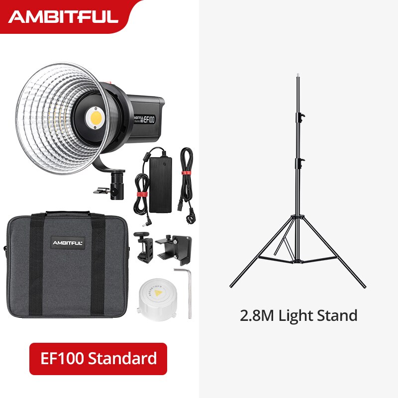 AMBITFUL EF100 COB LED Video Light 5600K CRI 95+ TLCI 95+ LED Continuous Light Bowens Mount Built-in APP Adjust Brightness