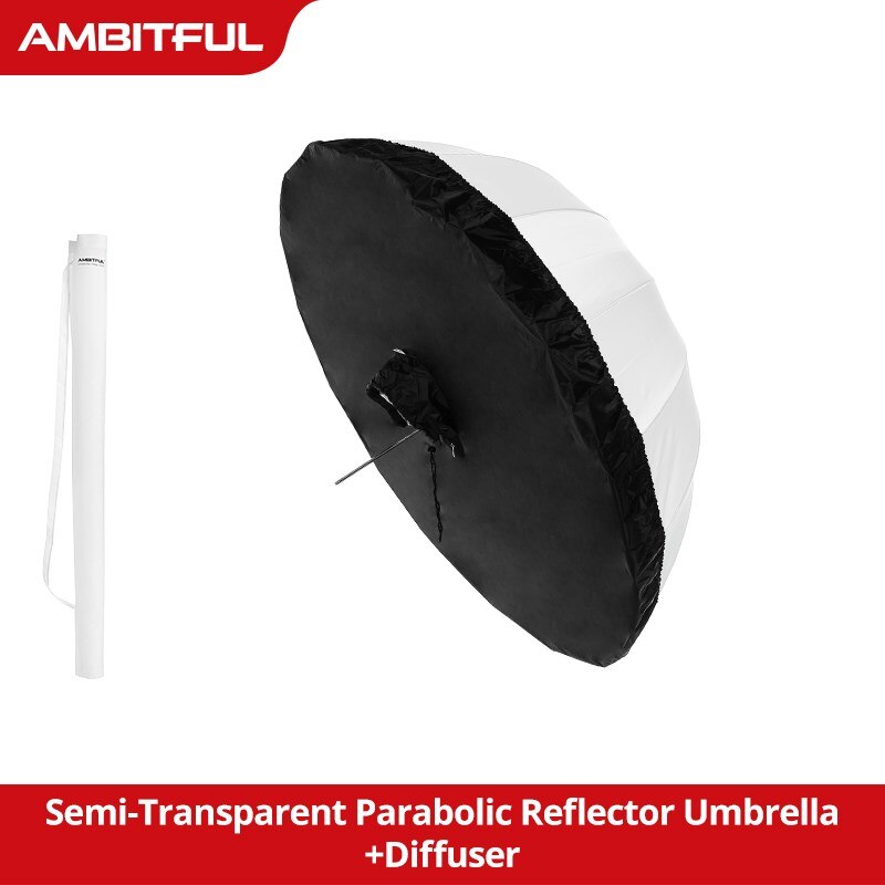 AMBITFUL 105cm 130cm 160cm Deep Parabolic Black Silver White Reflective Umbrella Studio Light Umbrella Diffuser Cover Cloth