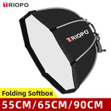TRIOPO 55cm 65cm 90cm 120cm Foldable Octagon Softbox Bracket Mount Soft box Handle for Godox Yongnuo Speedlite Flash Light
