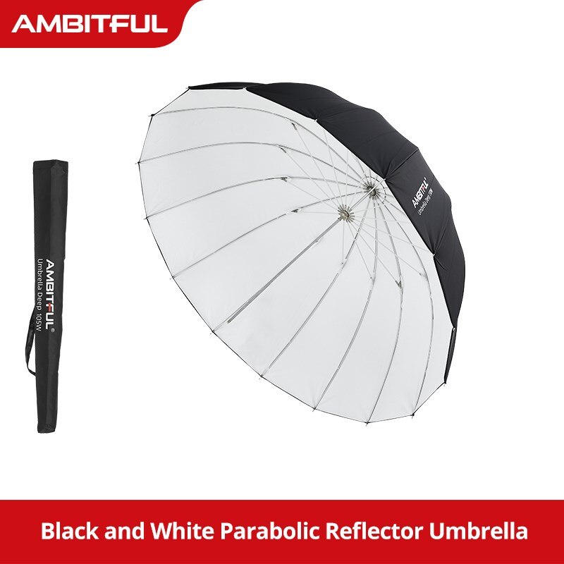 AMBITFUL 105cm 130cm 160cm Deep Parabolic Black Silver White Reflective Umbrella Studio Light Umbrella Diffuser Cover Cloth