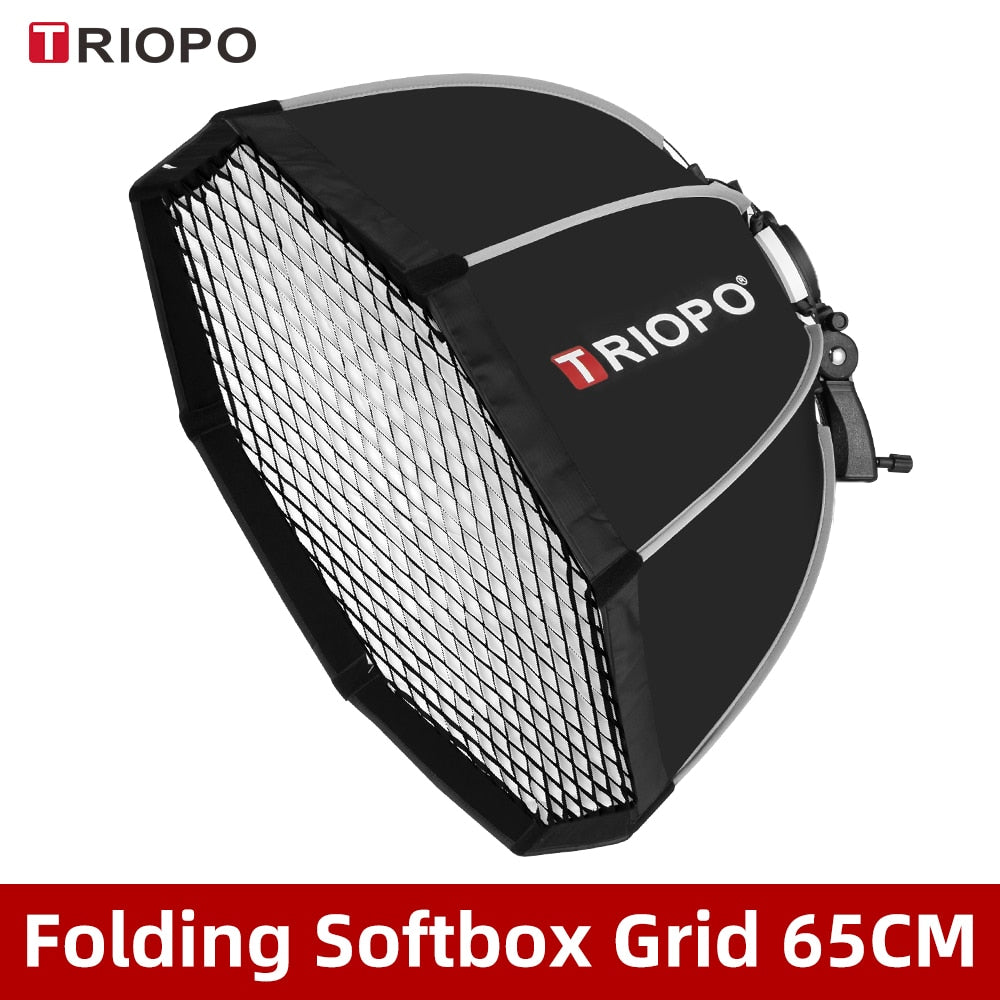 TRIOPO 55cm 65cm 90cm 120cm Foldable Octagon Softbox Bracket Mount Soft box Handle for Godox Yongnuo Speedlite Flash Light