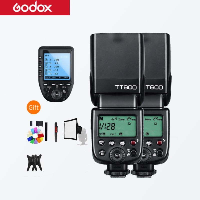 Godox 2PCS TT600 2.4G Wireless Camera Flash Speedlite with X1T-C/N/S/F/O Transmitter for Canon Nikon Sony Fuji Olympus