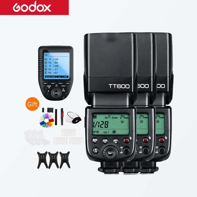 Godox TT600x3 Built-in Receive Camera Flash Speedlite with Xpro Transmitter for for Canon Nikon Sony Fuji Olympus Pentax Camera