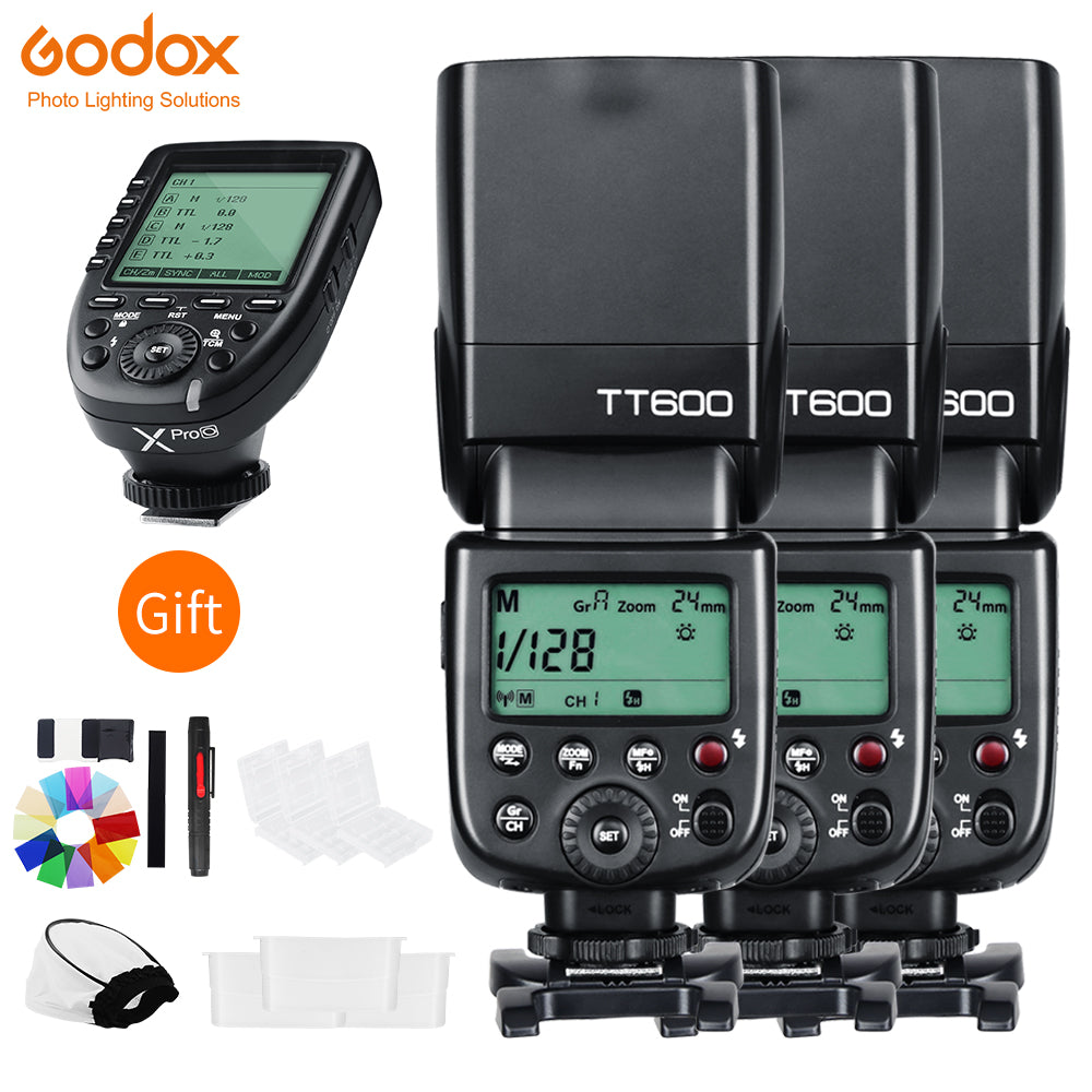 Godox TT600x3 Built-in Receive Camera Flash Speedlite with Xpro Transmitter for for Canon Nikon Sony Fuji Olympus Pentax Camera