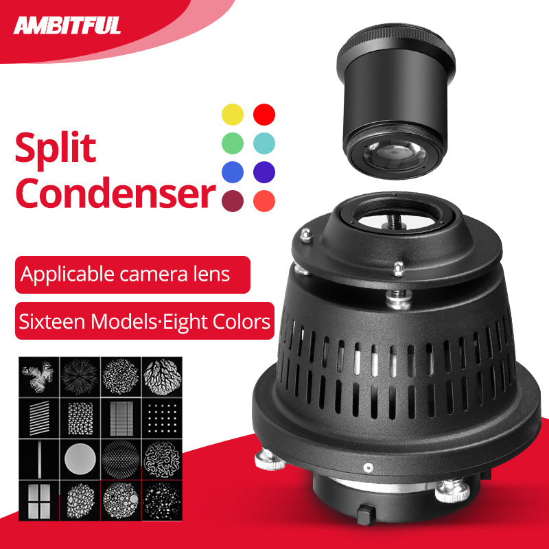 AMBITFUL AL-16 PRO Bowens Mount Split Focalize Conical Snoot Optical Condenser Art Special Effects Shaped Beam Light Cylinder