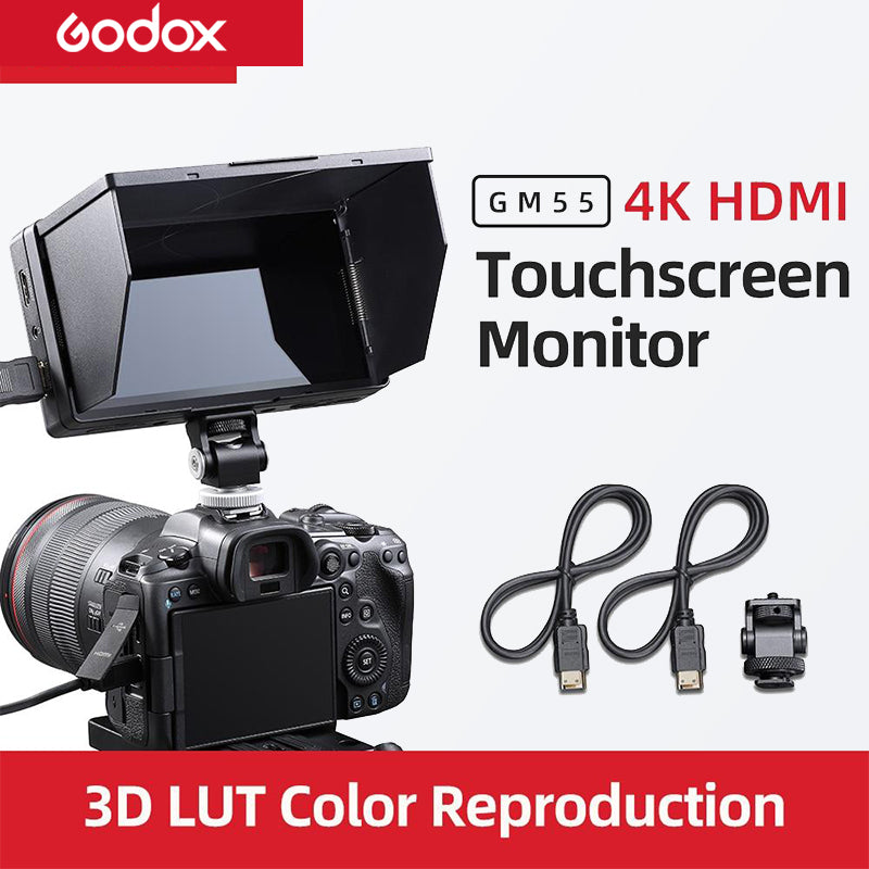 Godox GM55 4K Monitor 5.5 Inch DSLR 3D LUT Touch Screen IPS FHD 1920x1080 Video 4K HDMI Field Monitor Dslr PK FEELWORLD F6 PLUS