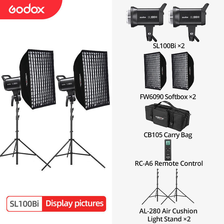 Godox SL100Bi 100W 2800-6500K White Yellow Version LCD Panel LED Video Light Continuous Output Bowens Mount Studio Light