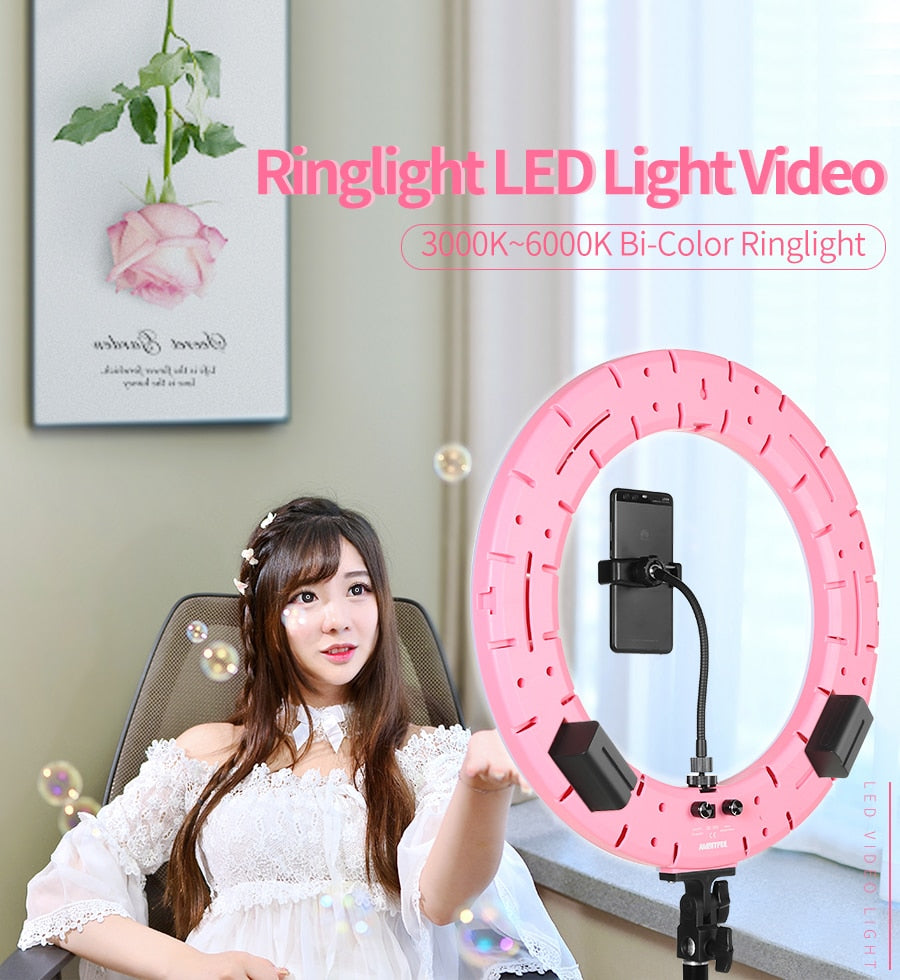 AMBITFUL RL-480 18'' 45cm Dimmable LED Ring Light Lamp 60Ws 3000~6000K 480 LED with Light Stand for Photo Video Lighting Kit