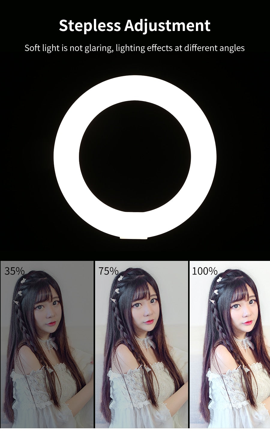 AMBITFUL RL-480 18'' 45cm Dimmable LED Ring Light Lamp 60Ws 3000~6000K 480 LED with Light Stand for Photo Video Lighting Kit