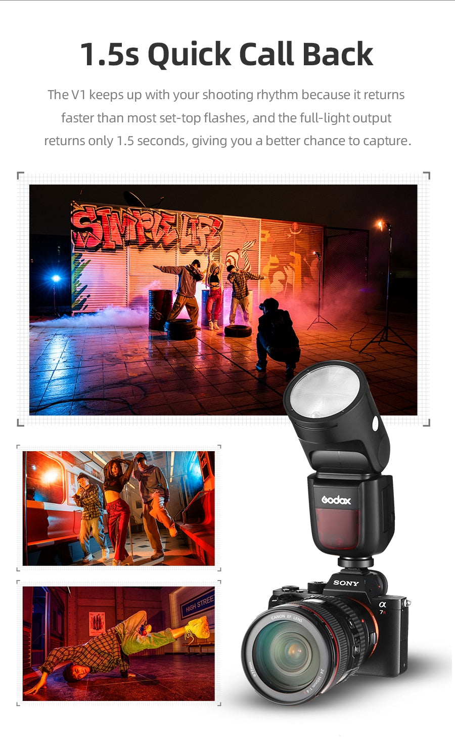 Godox V1 Flash V1C V1N V1S V1F V1O V1P TTL 1/8000s HSS lithium battery Speedlite Flash for Canon Nikon Sony Fuji Olympus Pentax