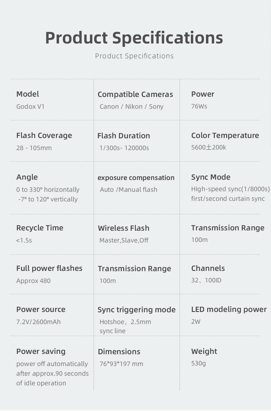 Godox V1 Flash V1C V1N V1S V1F V1O V1P TTL 1/8000s HSS lithium battery Speedlite Flash for Canon Nikon Sony Fuji Olympus Pentax