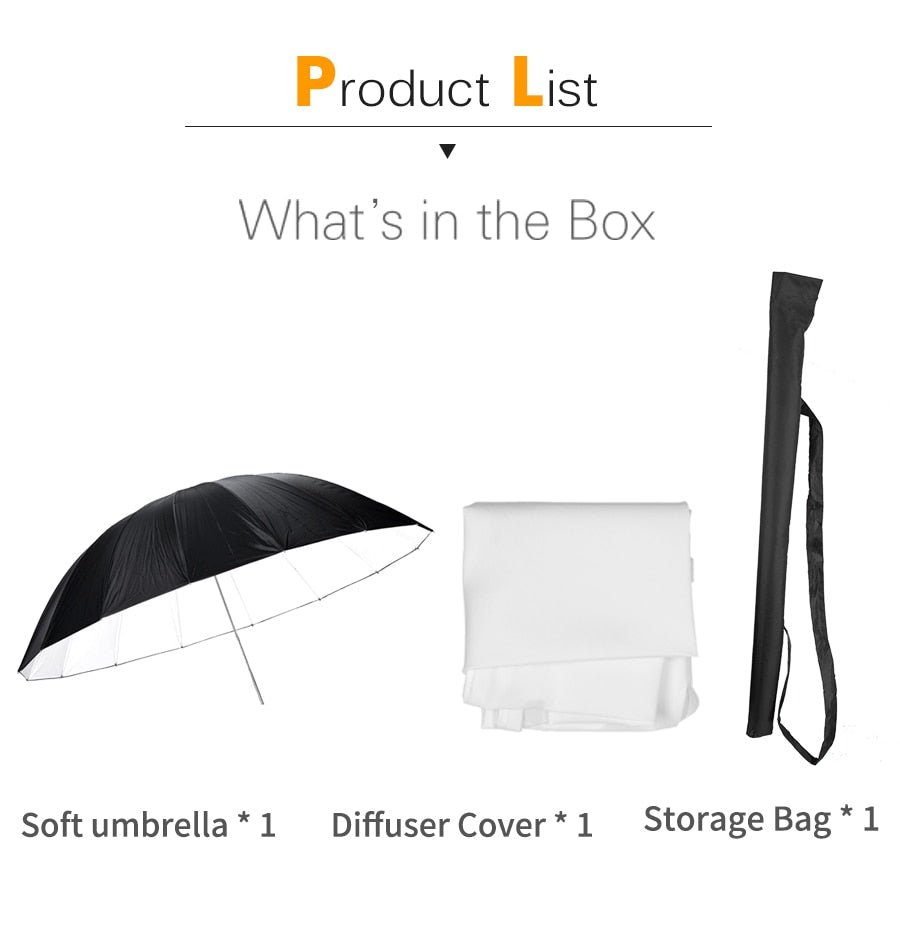 Godox 70 inch 178cm Black White Reflective Umbrella Studio Lighting Light Umbrella with Large Diffuser Cover
