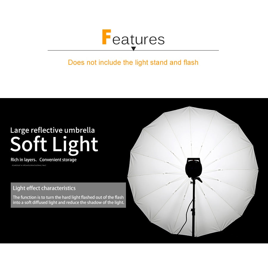 Godox 70 inch 178cm Black White Reflective Umbrella Studio Lighting Light Umbrella with Large Diffuser Cover