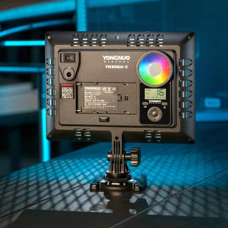 YONGNUO YN300AIR II RGB LED Camera Video Light,Optional Battery with Charger Kit Photography Light + AC adapter