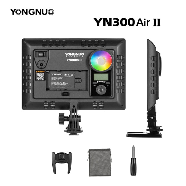 YONGNUO YN300AIR II RGB LED Camera Video Light,Optional Battery with Charger Kit Photography Light + AC adapter
