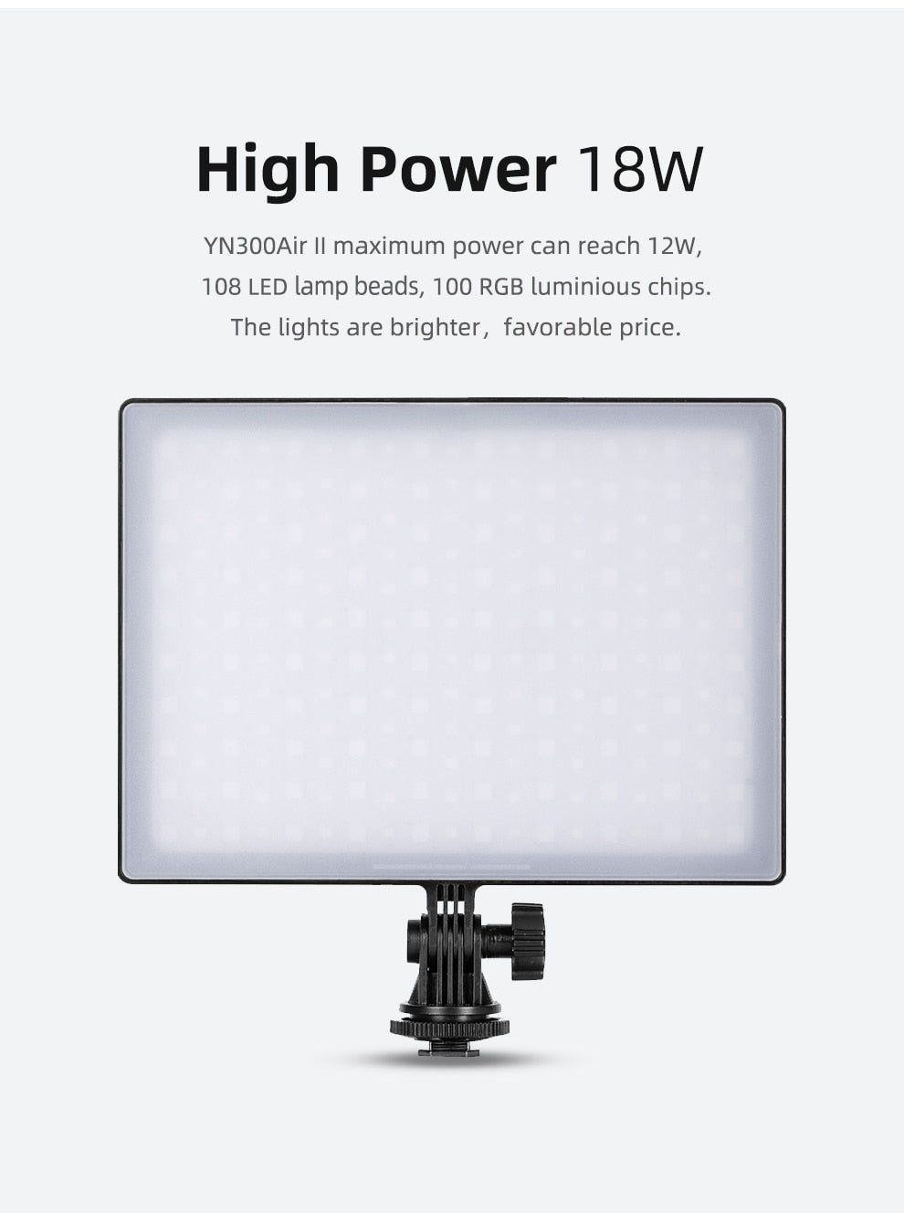 YONGNUO YN300AIR II RGB LED Camera Video Light,Optional Battery with Charger Kit Photography Light + AC adapter