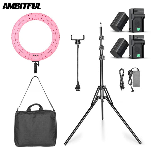 AMBITFUL RL-480 18'' 45cm Dimmable LED Ring Light Lamp 60Ws 3000~6000K 480 LED with Light Stand for Photo Video Lighting Kit