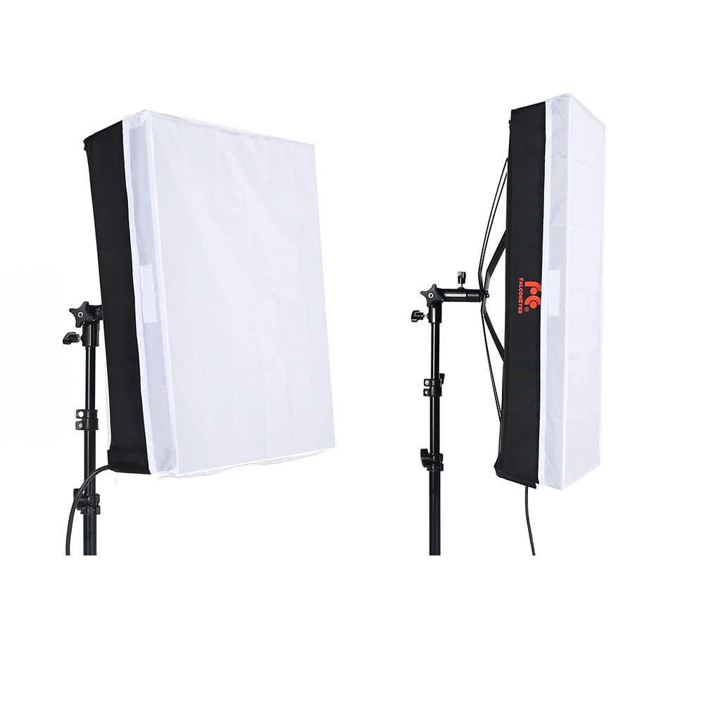 Falcon Eyes 100W LED Photo Video Light Portable LED Photo Light 504pcs Flexible LED Light RX-18TD with Diffuser + Light Stand
