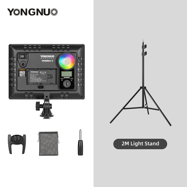 YONGNUO YN300AIR II RGB LED Camera Video Light,Optional Battery with Charger Kit Photography Light + AC adapter