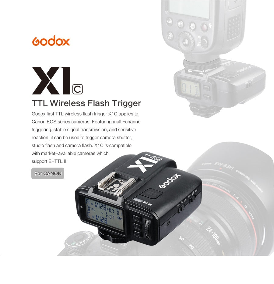 Godox X1T-C X1T-N X1T-S X1T-F X1T-O 2.4G Wireless TTL HSS Flash Trigger Transmitter for Canon Nikon Sony Fujifilm Olympus Camera