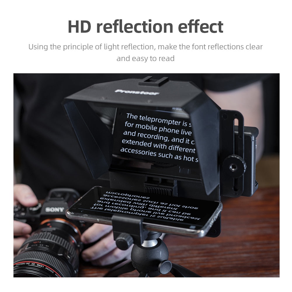 Pronstoor Phone and DSLR Recording Mini Teleprompter Portable