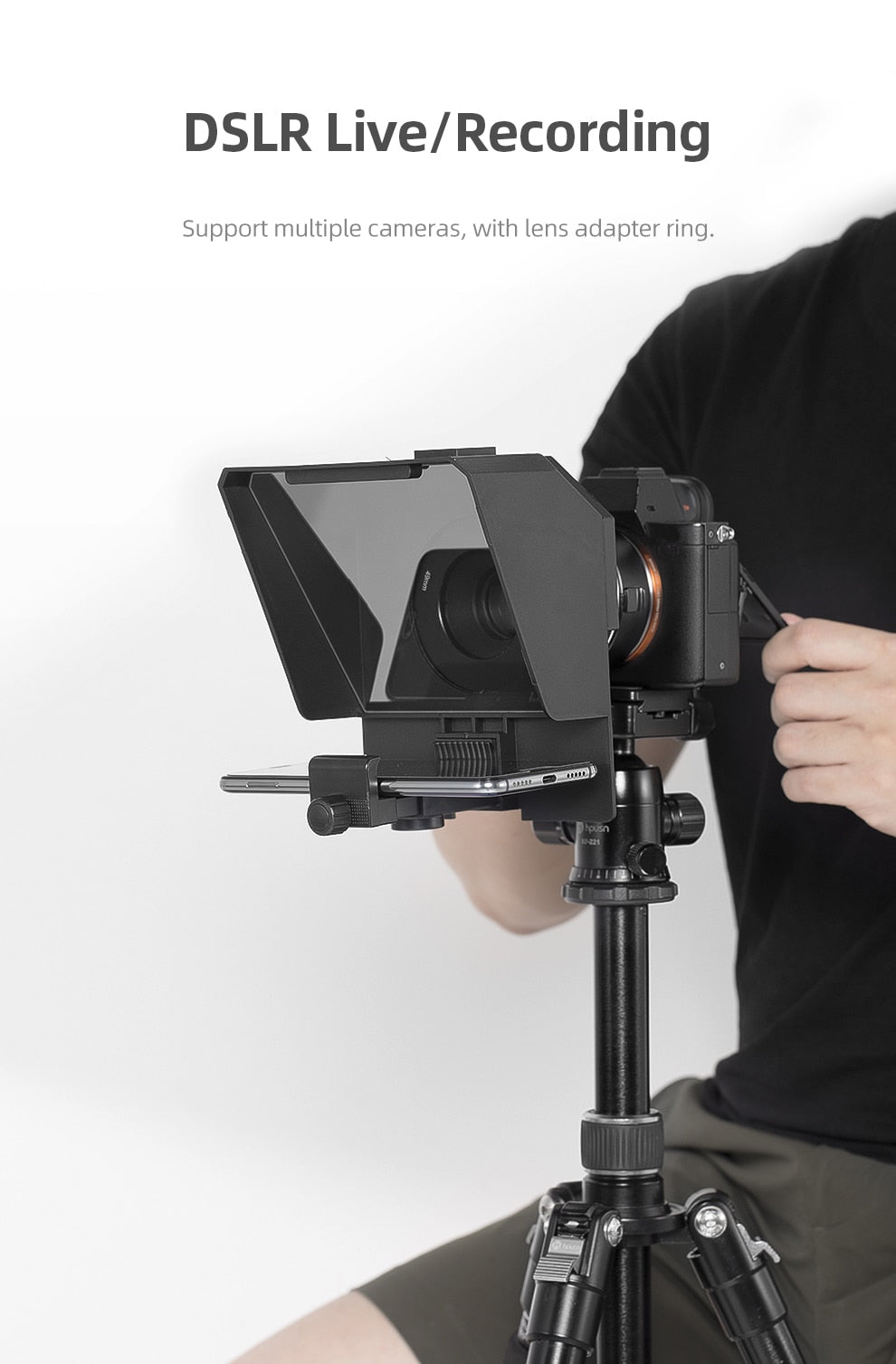 Pronstoor Phone and DSLR Recording Mini Teleprompter Portable Inscriber Mobile Teleprompter Artifact Video With Remote Control