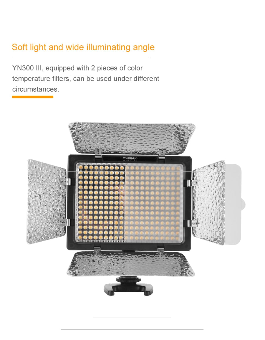 Yongnuo YN300 III YN300III 3200k-5500K CRI95 Camera Photo LED Video Light Optional with AC Power Adapter + NP770 Battery KIT