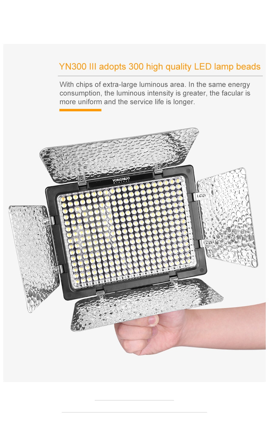 Yongnuo YN300 III YN300III 3200k-5500K CRI95 Camera Photo LED Video Light Optional with AC Power Adapter + NP770 Battery KIT