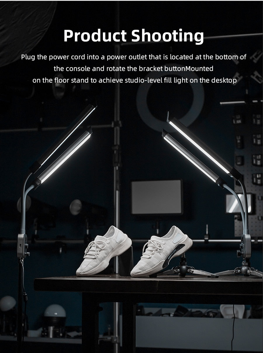 AMBITFUL AL-20 3000K-6000K 40W Double Arms Fill LED Light Long Strips LED Light with LCD Screen for Photo Studio Live Broadcast