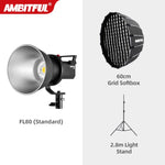 AMBITFUL FL80 80W 5600K LED Video Light Version 2 Daylight Balanced CRI96 TLCI 95+ 5 Pre-Programmed Lighting Effect Bowens Mount  fl 80