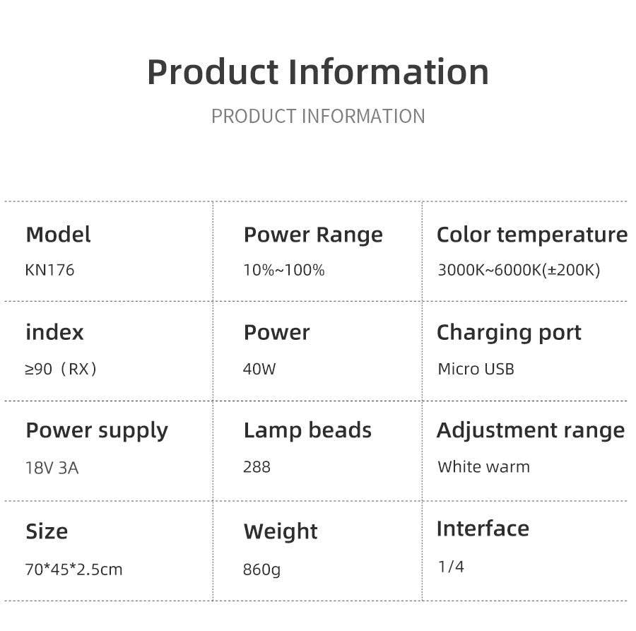 AMBITFUL AL-20 3000K-6000K 40W Double Arms Fill LED Light Long Strips LED Light with LCD Screen for Photo Studio Live Broadcast