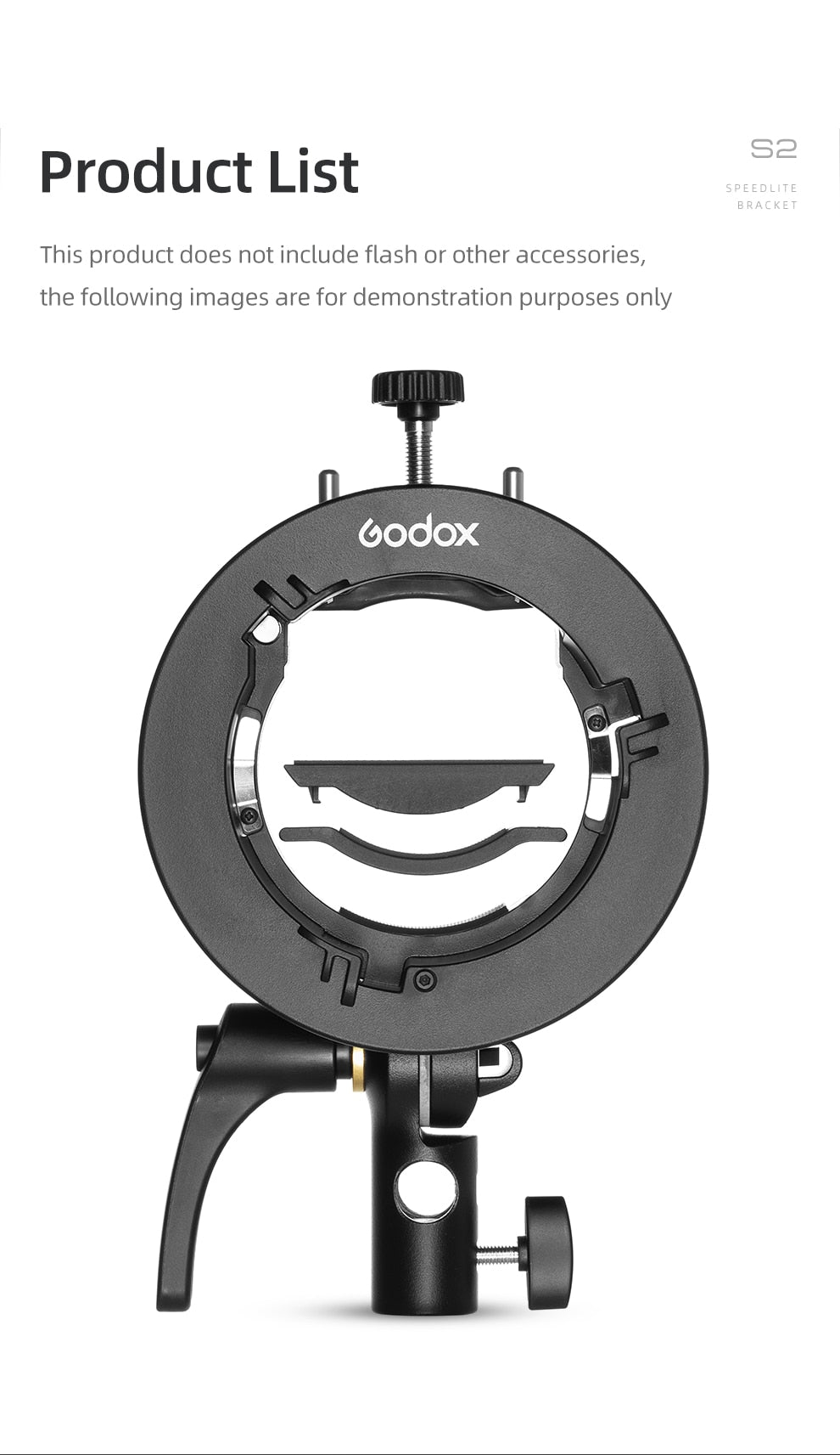 Godox S2 Bowens Mount Flash S-type Holder Bracket for Godox V1 V860II AD200 AD400PRO Speedlite Flash Snoot Softbox