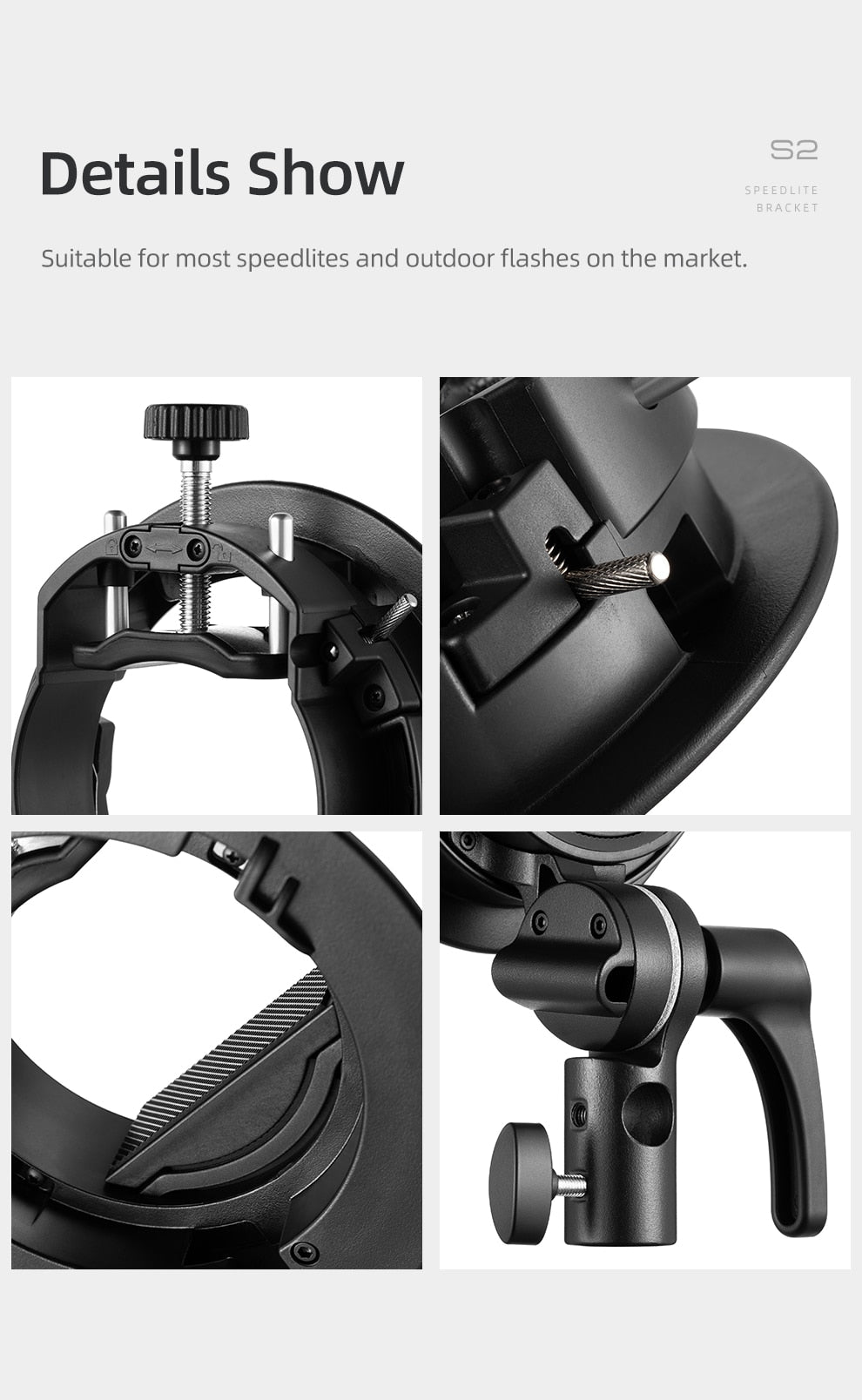 Godox S2 Bowens Mount Flash S-type Holder Bracket for Godox V1 V860II AD200 AD400PRO Speedlite Flash Snoot Softbox
