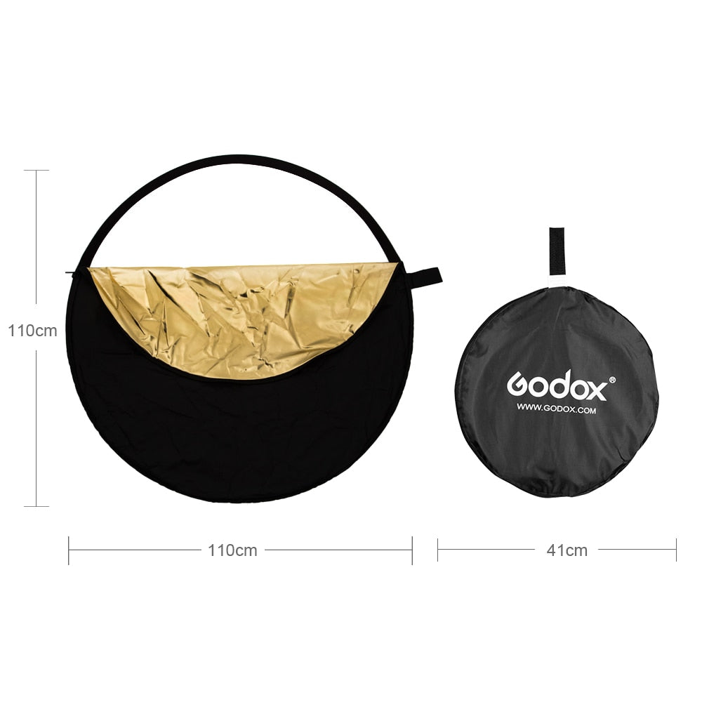 Godox 5in1 80cm 110cm 100x150cm 150x200cm Silver White Gold Portable Collapsible Light Round Photography Reflector for Studio