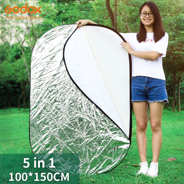 Godox 5in1 80cm 110cm 100x150cm 150x200cm Silver White Gold Portable Collapsible Light Round Photography Reflector for Studio