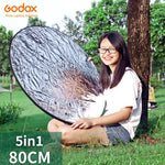 Godox 5in1 80cm 110cm 100x150cm 150x200cm Silver White Gold Portable Collapsible Light Round Photography Reflector for Studio
