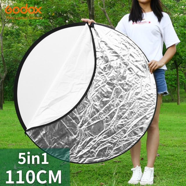 Godox 5in1 80cm 110cm 100x150cm 150x200cm Silver White Gold Portable Collapsible Light Round Photography Reflector for Studio
