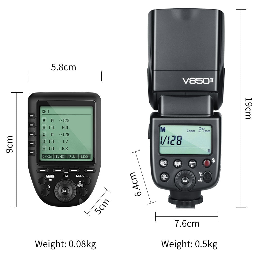 Godox V850II 2.4G GN60 Wireless X System Li-ion Battery Speedlite + Xpro Transmitter for Canon Nikon Sony Fuji Olympus Pentax
