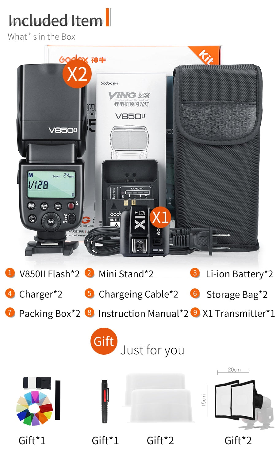 2PCS Godox V850II Flash