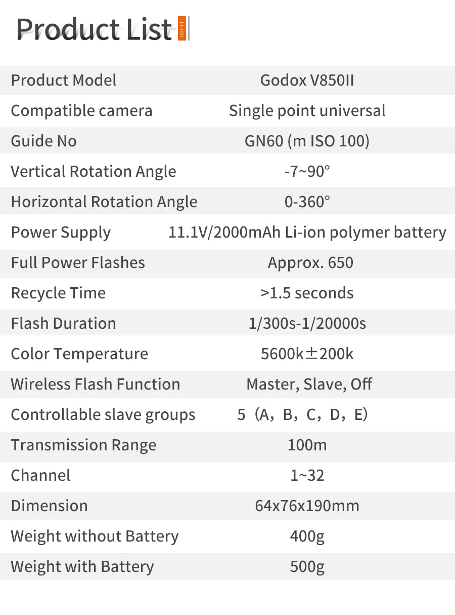 2PCS Godox V850II Flash