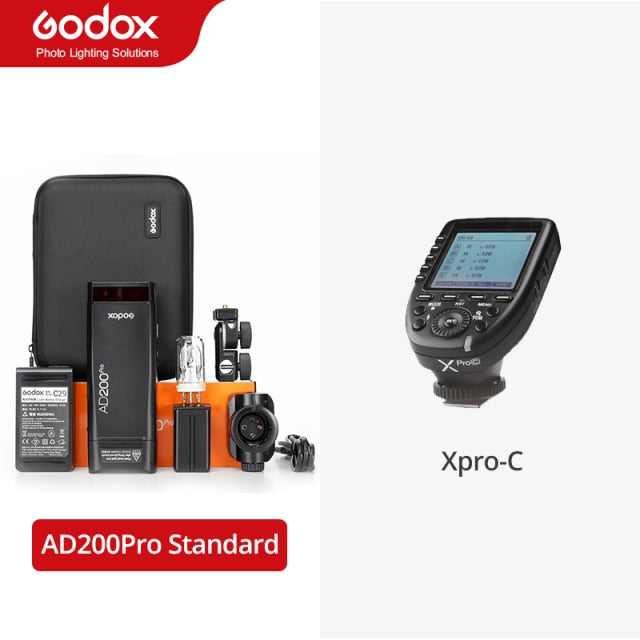 Godox AD200Pro Outdoor Flash Light 200Ws TTL 2.4G 1/8000 HSS 0.01-1.8s Recycling 2900mAh Battery with Xpro Trigger