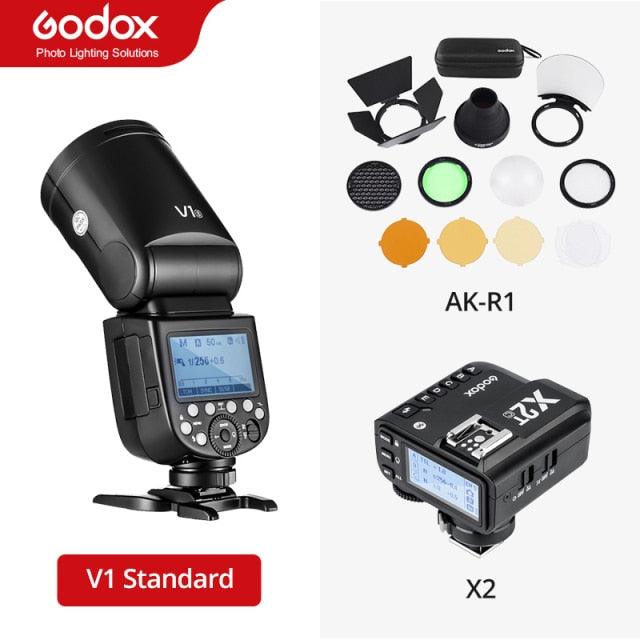 Godox V1 Flash V1C V1N V1S V1F V1O TTL 1/8000s HSS Speedlite Flash with X2T-C/N/S/F/O Trigger for Canon Nikon Sony Fuji Olympus