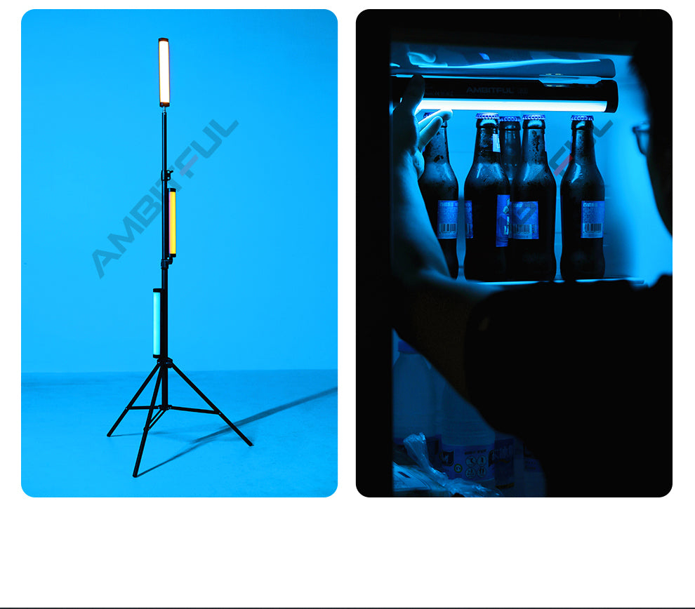 AMBITFUL A2 RGB 2500-8500K RGB LED Video Stick Tube Light, CRI 95+ TLCI 97 +,Built-in APP Lithium Battery Magnetic Function