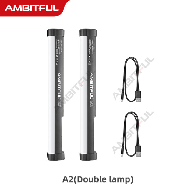 AMBITFUL A2 RGB 2500-8500K RGB LED Video Stick Tube Light, CRI 95+ TLCI 97 +,Built-in APP Lithium Battery Magnetic Function