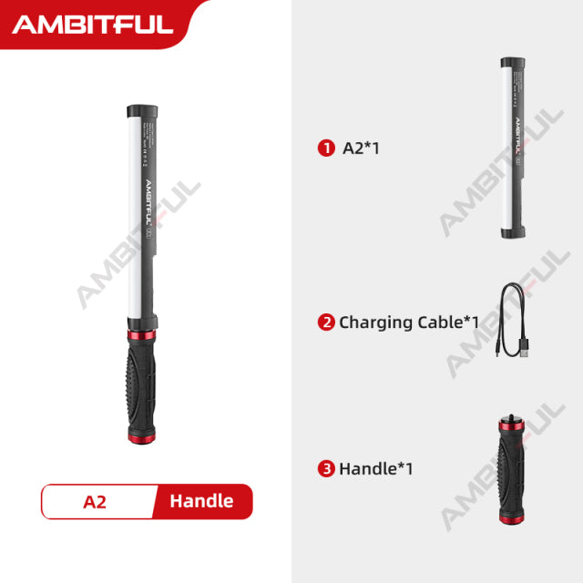AMBITFUL A2 RGB 2500-8500K RGB LED Video Stick Tube Light, CRI 95+ TLCI 97 +,Built-in APP Lithium Battery Magnetic Function